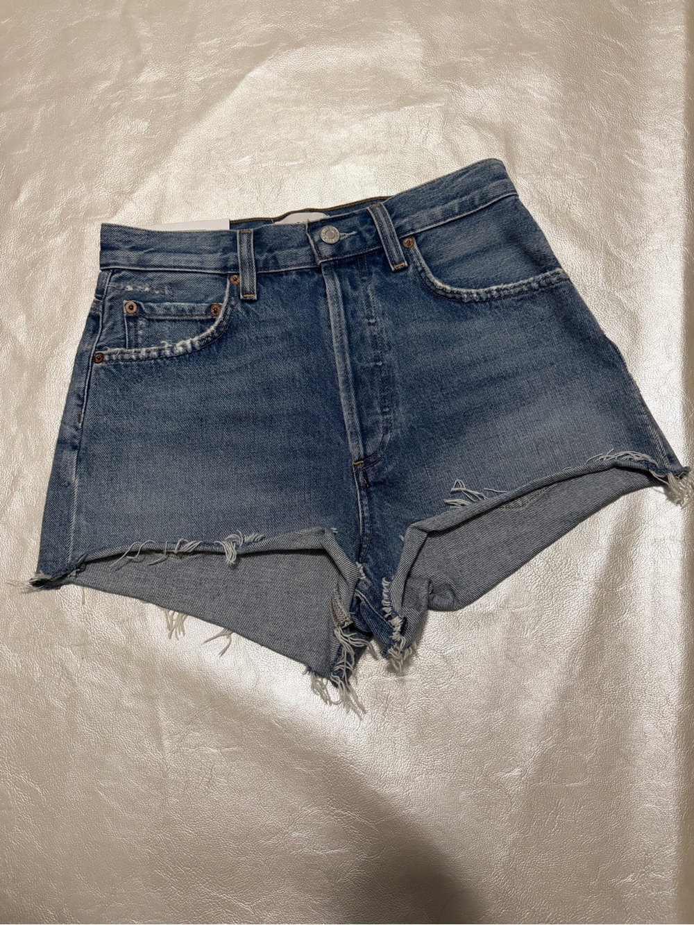 Agolde Dark Blue High-Rise Cutoff Jean Shorts